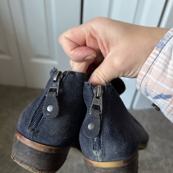 Women's Navy Suede Ankle Boots - Picture 2 of 3